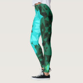 Leggings Retro Mandala Flower bleu et vert (Gauche)