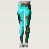 Leggings Retro Mandala Flower bleu et vert (Devant)