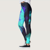 Leggings Retro Mandala Flower bleu violet et vert (Gauche)