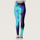 Leggings Retro Mandala Flower bleu violet et vert (Devant)
