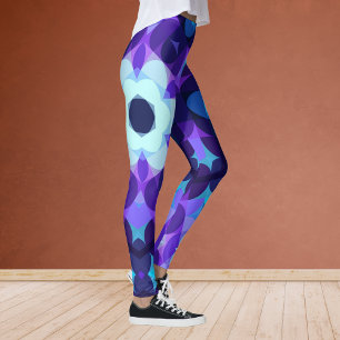 Leggings Retro Mandala Flower Blue and Purple