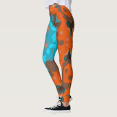Leggings Retro Mandala Flower Blue et Orange (Gauche)