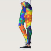 Leggings Retro Mandala Flower Blue Orange and Green (Gauche)