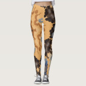 Leggings Retro Mandala Flower Blue Orange et Brown (Devant)