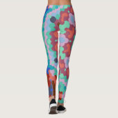 Leggings Retro Mandala Flower Blue Rouge et Turquoise (Dos)
