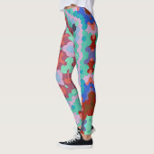 Leggings Retro Mandala Flower Blue Rouge et Turquoise (Gauche)