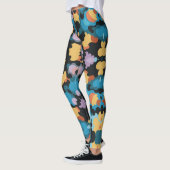 Leggings Rétro Mandala jaune bleu et orange (Gauche)