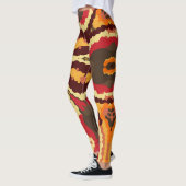 Leggings Rétro Mandala Red Orange et Brown (Gauche)