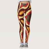 Leggings Rétro Mandala Red Orange et Brown (Devant)