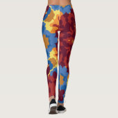 Leggings Retro Mandala rouge bleu et jaune (Dos)