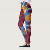 Leggings Retro Mandala rouge bleu et jaune (Gauche)
