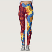 Leggings Retro Mandala rouge bleu et jaune (Devant)