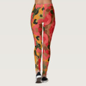 Leggings Rétro Mandala rouge orange et vert (Dos)