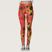Leggings Rétro Mandala rouge orange et vert (Devant)