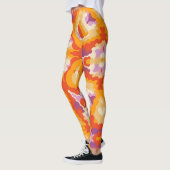 Leggings Rétro Mandala rouge orange violet et jaune (Gauche)