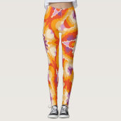 Leggings Rétro Mandala rouge orange violet et jaune (Devant)