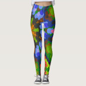 Leggings Rétro Mandala Vert bleu et rose (Devant)