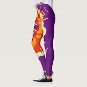 Leggings Rétro Mandala violet rouge et orange (Gauche)