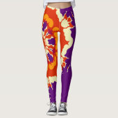 Leggings Rétro Mandala violet rouge et orange (Devant)