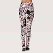 Leggings Retro Pastel Blush violet rose Mosaic Art Motif (Dos)