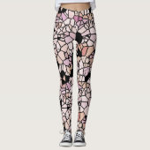 Leggings Retro Pastel Blush violet rose Mosaic Art Motif (Devant)