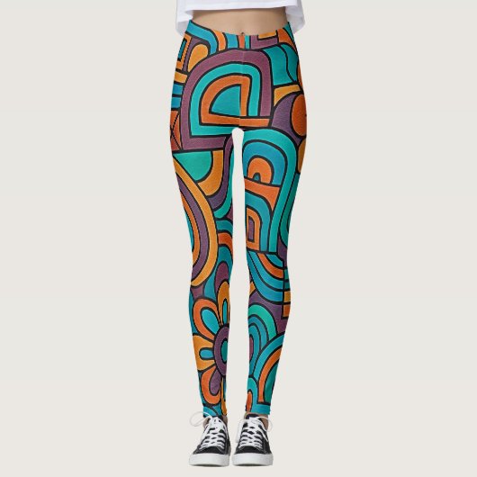 Leggings Rétro Psychedélique (Devant)