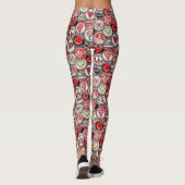 Leggings Retro Red Floral Heart Valentine's Day Bottle Casq (Dos)