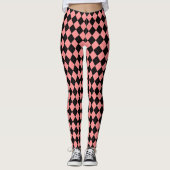 Leggings Rétro Rockabilly Rose Noir Argyle (Devant)