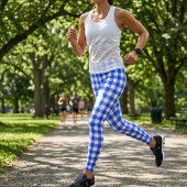 Leggings Rétro Sport Chic Carreaux Bleus