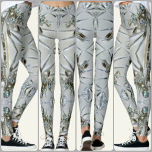 Leggings Retro Strass « Art Déco Chic en Gris Argenté