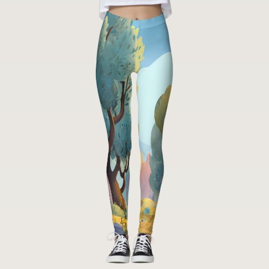Leggings Retro Sunshine Patterns – Bold Colorful  (Devant)