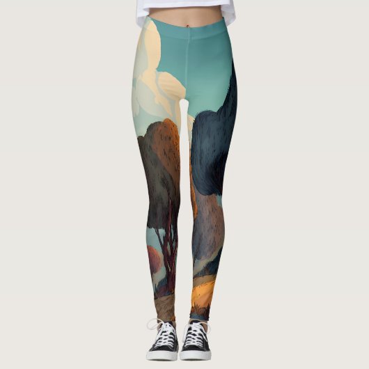 Leggings Retro Sunshine Patterns – Bold Colorful (Devant)