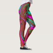 Leggings Retro Super Magenta, Rouge et Bleu Art Abstrait (Droite)