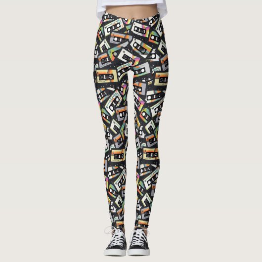 Leggings Rétros enregistreurs à cassettes vintages (Devant)