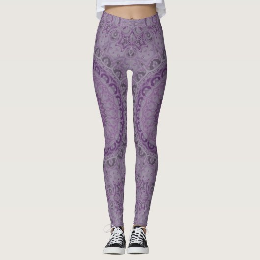 Leggings Rêve d'aquarelle Mandala dans les tons violets (Devant)