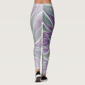 Leggings Rêve de fleurs, Abstrait violet vert Fractal Art (Dos)