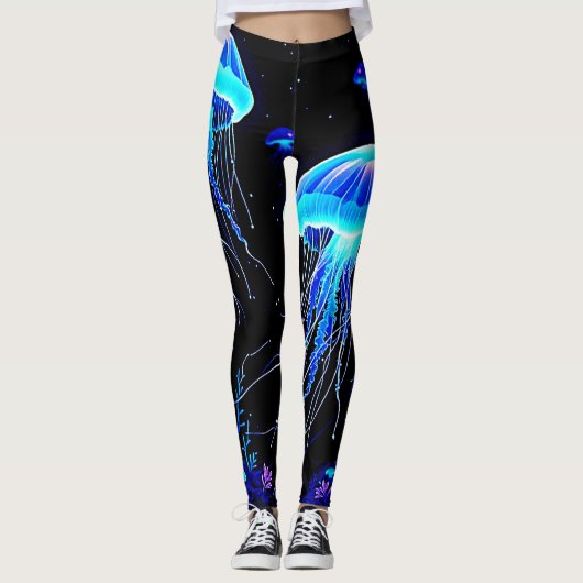 Leggings Rêve de méduse bioluminescente (Devant)