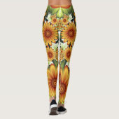 Leggings Rêve Floral, Art Fractal Moderne Abstrait Fleur (Dos)