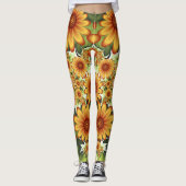 Leggings Rêve Floral, Art Fractal Moderne Abstrait Fleur (Devant)