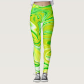 Leggings "Rêve minty : Les perles douces du marbre vert" (Devant)