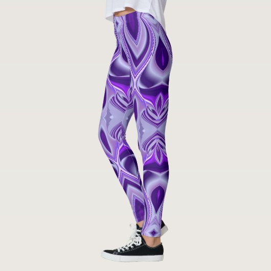Leggings Rêves arc-en-ciel à fleurs violettes (Gauche)