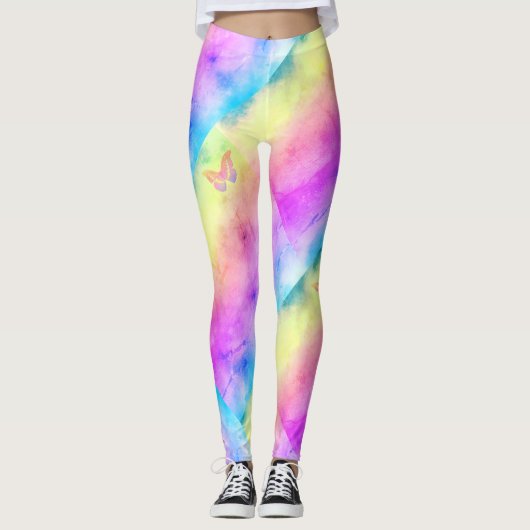 Leggings [Rêves d'aquarelle] Papillon aux couleurs pastel d (Devant)