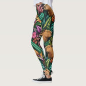 Leggings Rêves de jungle de capybara, motif de surface sans (Gauche)