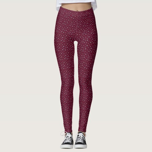 Leggings Rhinestons sur rouge foncé (Devant)