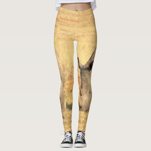 Leggings rhinocéros mignons en afrique (Devant)