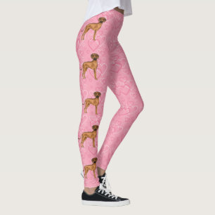 Leggings Rhodesian Ridgeback Chien Love Coeur Motif rose