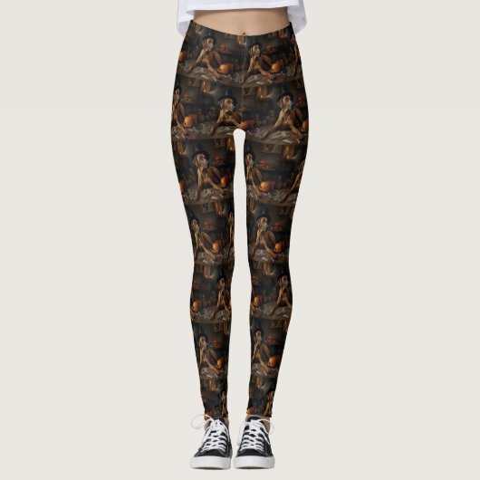 Leggings Rhodesian Ridgeback Citrouilles Halloween effrayan (Devant)