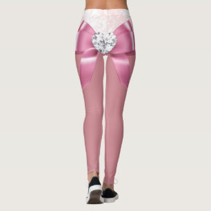 Leggings Ribbon Et Diamant Rose Snowflake De Noël