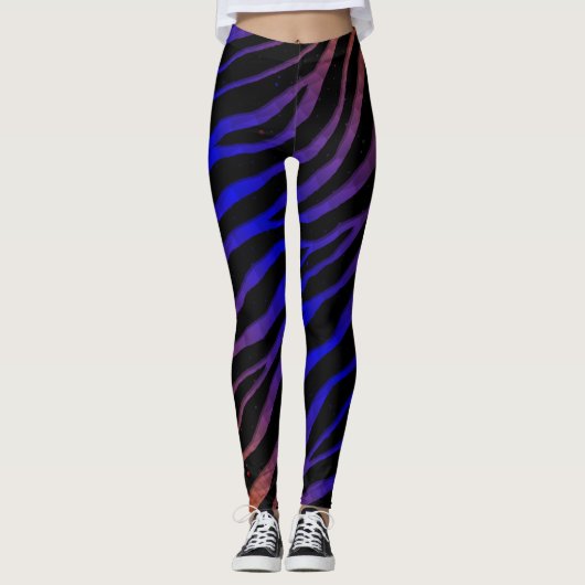 Leggings Ripped SpaceTime Stripes - orange/bleu (Devant)