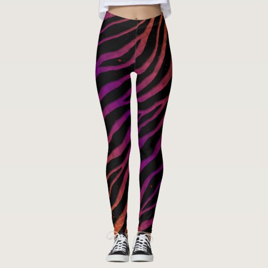 Leggings Ripped SpaceTime Stripes - orange/Purple (Devant)
